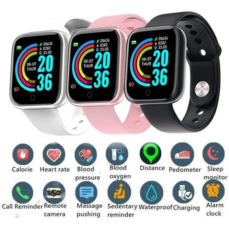 Smartwatch D20 Y68 Esportivo – Monitor Cardíaco e Notificações