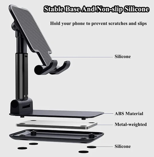 Suporte de Mesa Dobrável para Celular e Tablet – Ângulo Ajustável