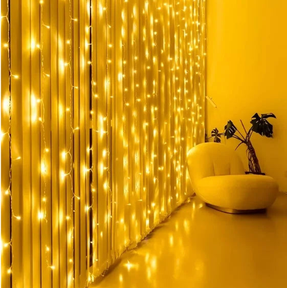Cortina de LED 300 LEDs 3x2 Metros Pisca Pisca Natal Decoração Festa Casamento Quarto Janela