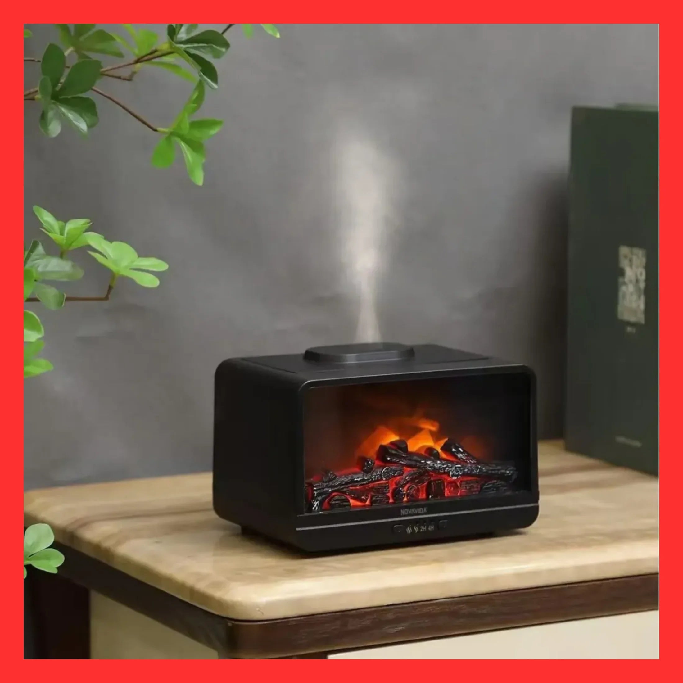 Umidificador Difusor de Aromas com Efeito Lareira 300ml – Luz LED Decorativa