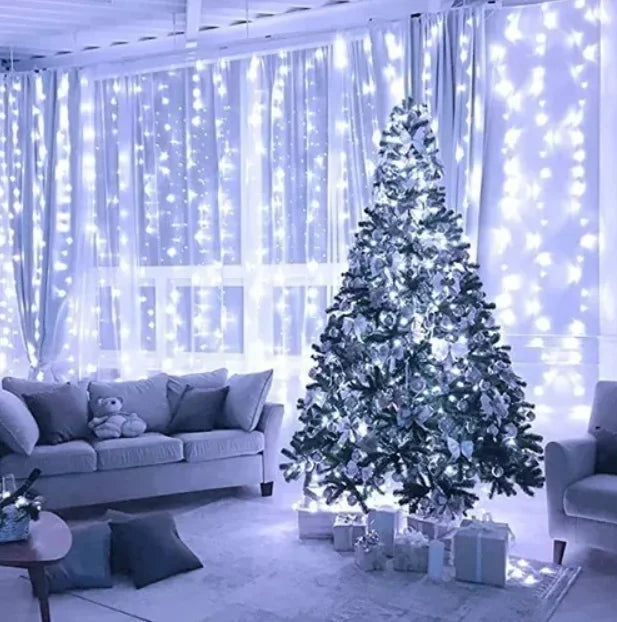 Cortina de LED 400 LEDs 3x4 Metros Pisca Pisca Natal USB com Controle Decoração Festa Quarto Janela