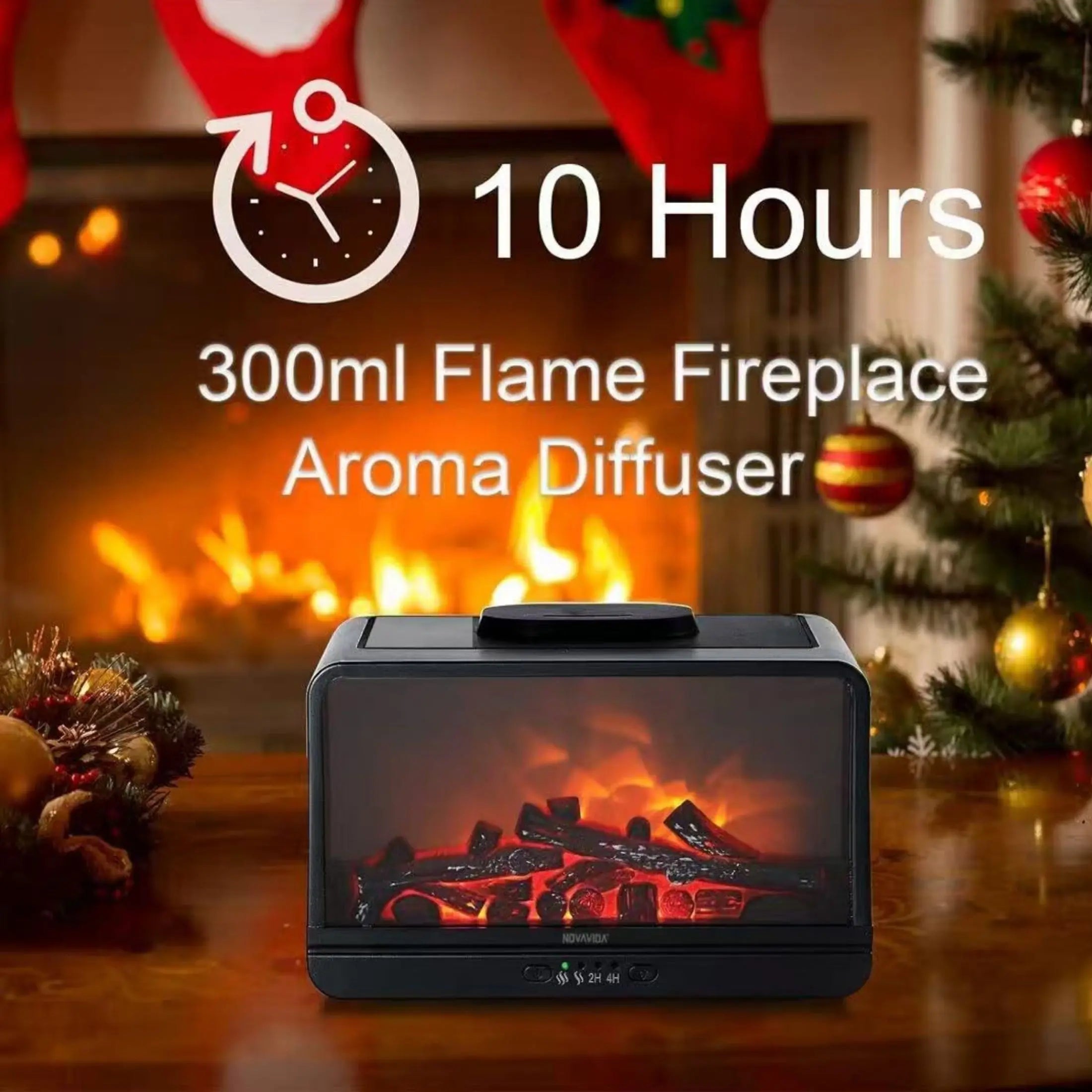 Umidificador Difusor de Aromas com Efeito Lareira 300ml – Luz LED Decorativa