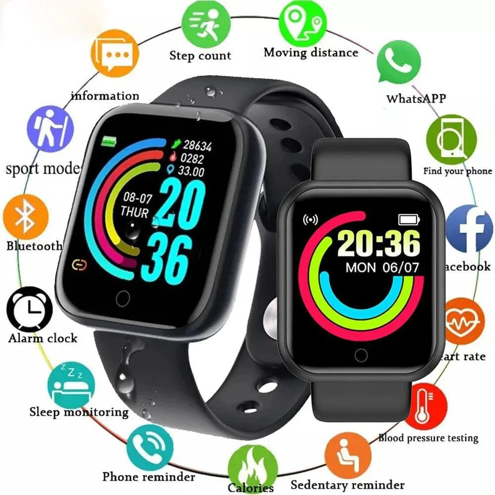 Smartwatch D20 Y68 Esportivo – Monitor Cardíaco e Notificações