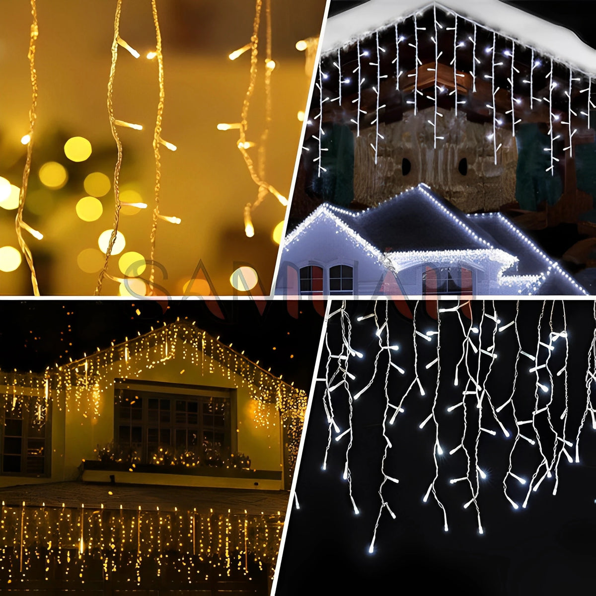 Cascata Pisca Pisca de Natal 200 LEDs 5 Metros Luz Fixa 110V ou 220V Decoração Natalina Fachada Festa