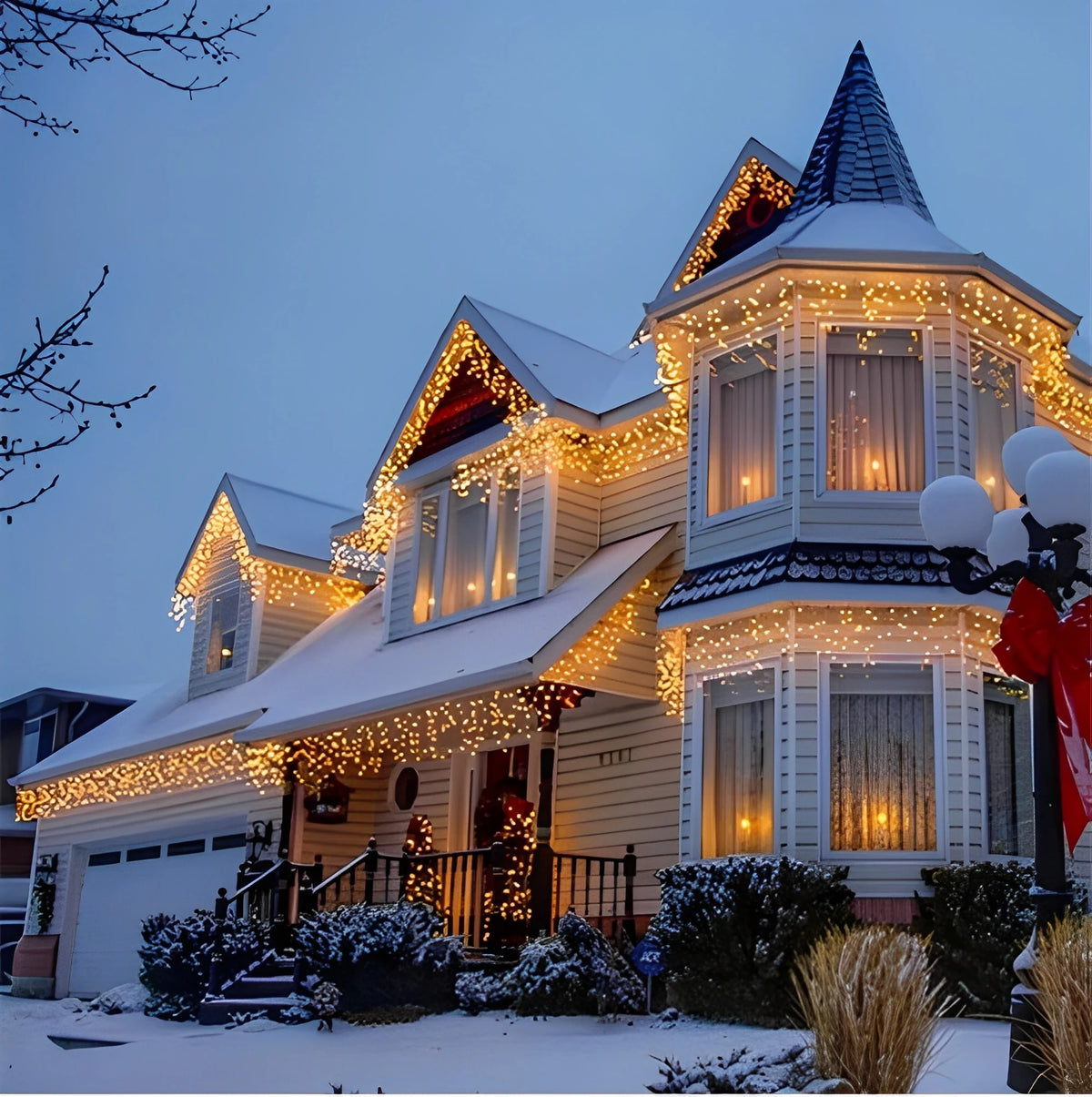 Cascata Pisca Pisca de Natal 200 LEDs 5 Metros Luz Fixa 110V ou 220V Decoração Natalina Fachada Festa