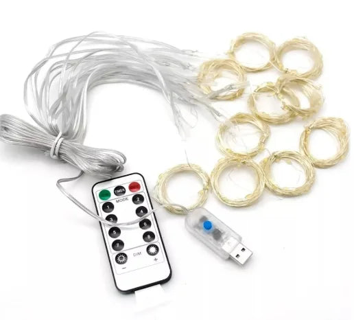 Cortina de LED 400 LEDs 3x4 Metros Pisca Pisca Natal USB com Controle Decoração Festa Quarto Janela