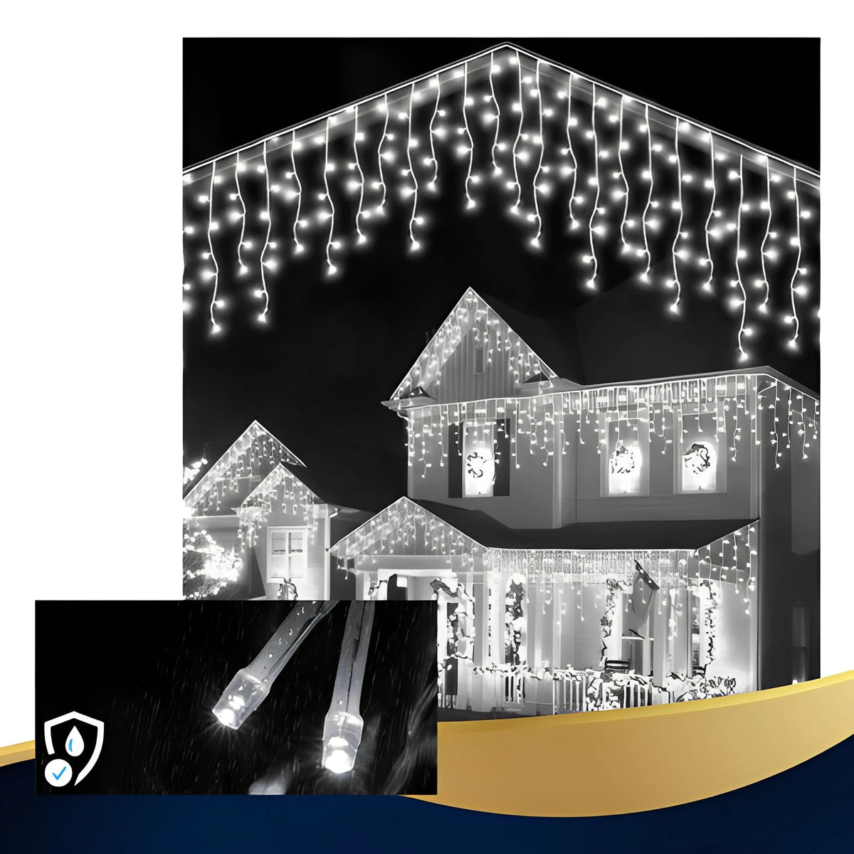 Cascata Pisca Pisca de Natal 200 LEDs 5 Metros Luz Fixa 110V ou 220V Decoração Natalina Fachada Festa
