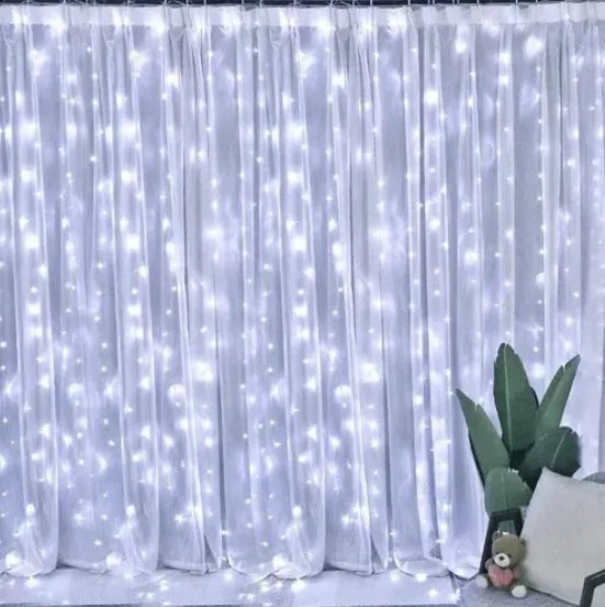 Cortina de LED 300 LEDs 3x2 Metros Pisca Pisca Natal Decoração Festa Casamento Quarto Janela