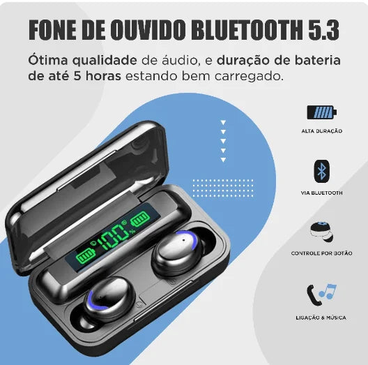 Fone Bluetooth TWS M10 com Power Bank e Display Digital