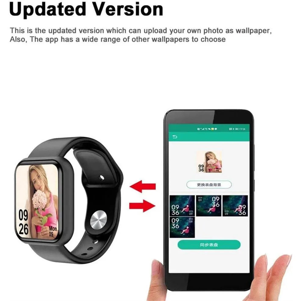 Smartwatch D20 Y68 Esportivo – Monitor Cardíaco e Notificações