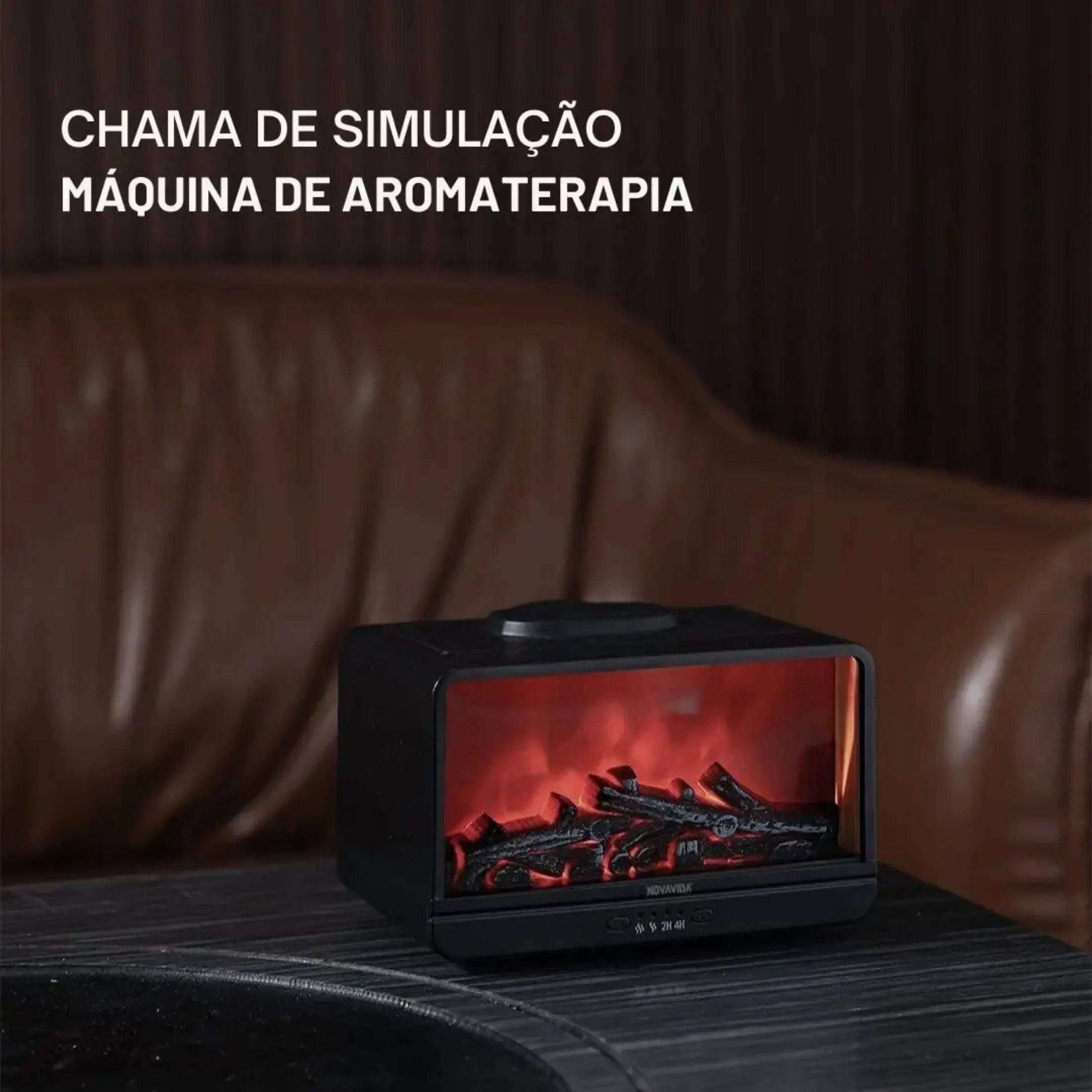 Umidificador Difusor de Aromas com Efeito Lareira 300ml – Luz LED Decorativa