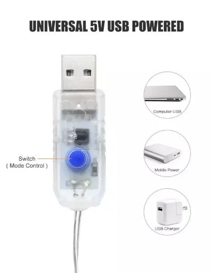 Cortina de LED 400 LEDs 3x4 Metros Pisca Pisca Natal USB com Controle Decoração Festa Quarto Janela