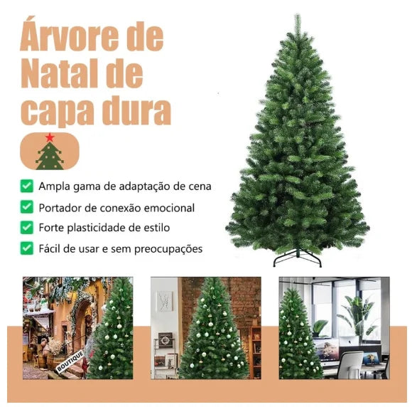 Árvore de Natal Pinheiro Verde 1,20m 1,50m 1,80m Cheia Base de Ferro Galhos PVC Premium