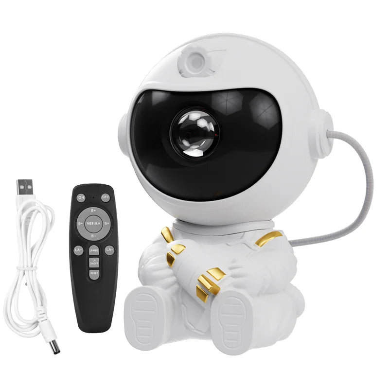 Projetor Astronauta Galáxia LED — Céu Estrelado com Controle Remoto