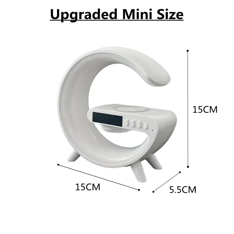 Carregador Sem Fio Multifuncional com Luz RGB e Despertador – Compatível com iPhone, Samsung e Xiaomi