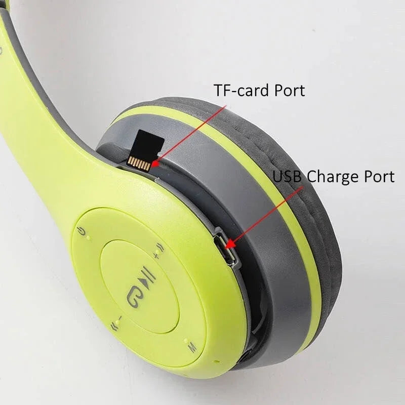 Headphone Bluetooth P47 Dobrável – Som Estéreo com Microfone