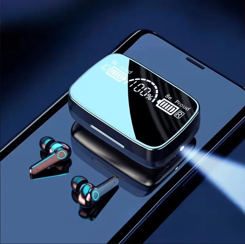 Fone Bluetooth M19 TWS com Display LED Digital, Controle por Toque e Resistência à Água