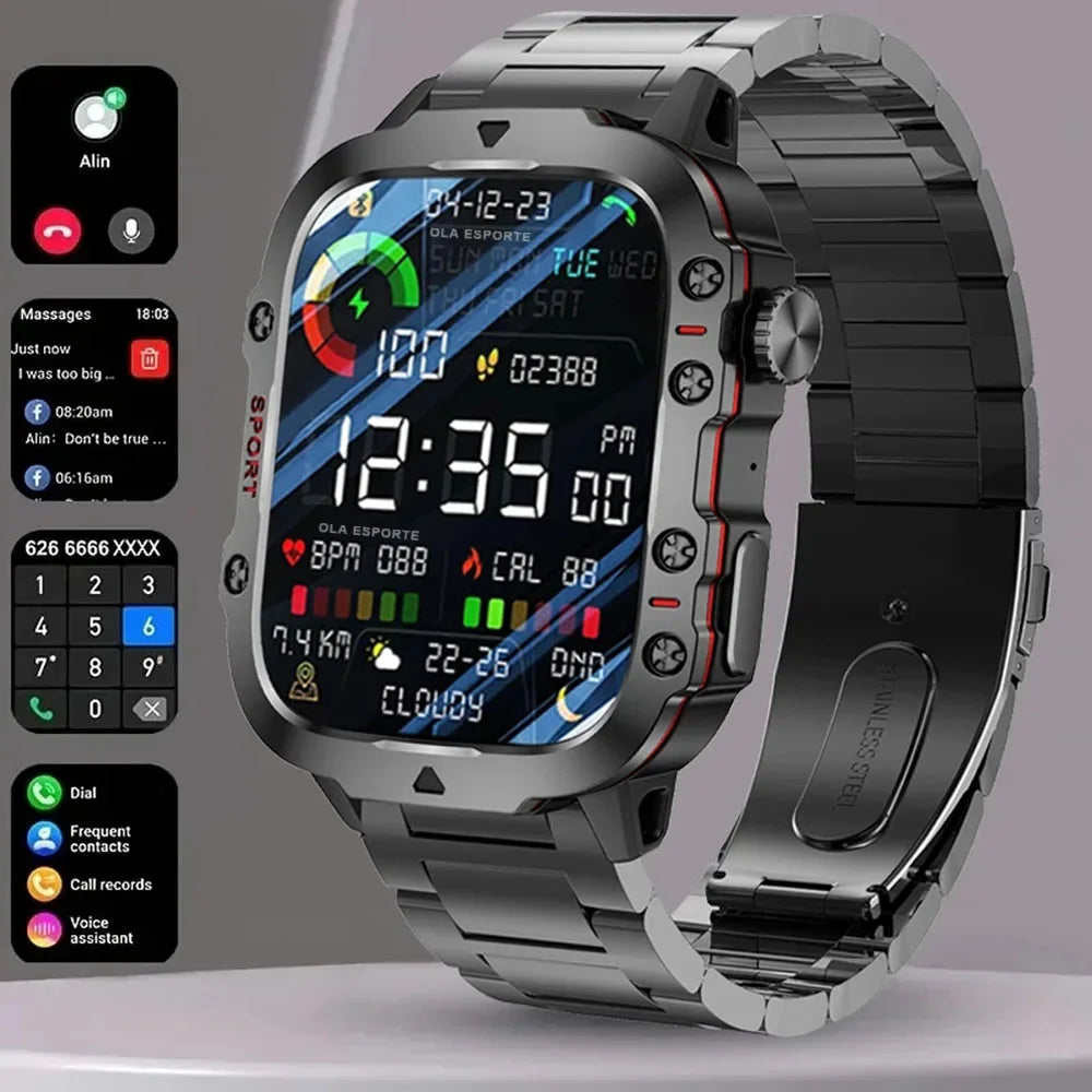 Relógio Smartwatch Militar Masculino à Prova d'Água IP68