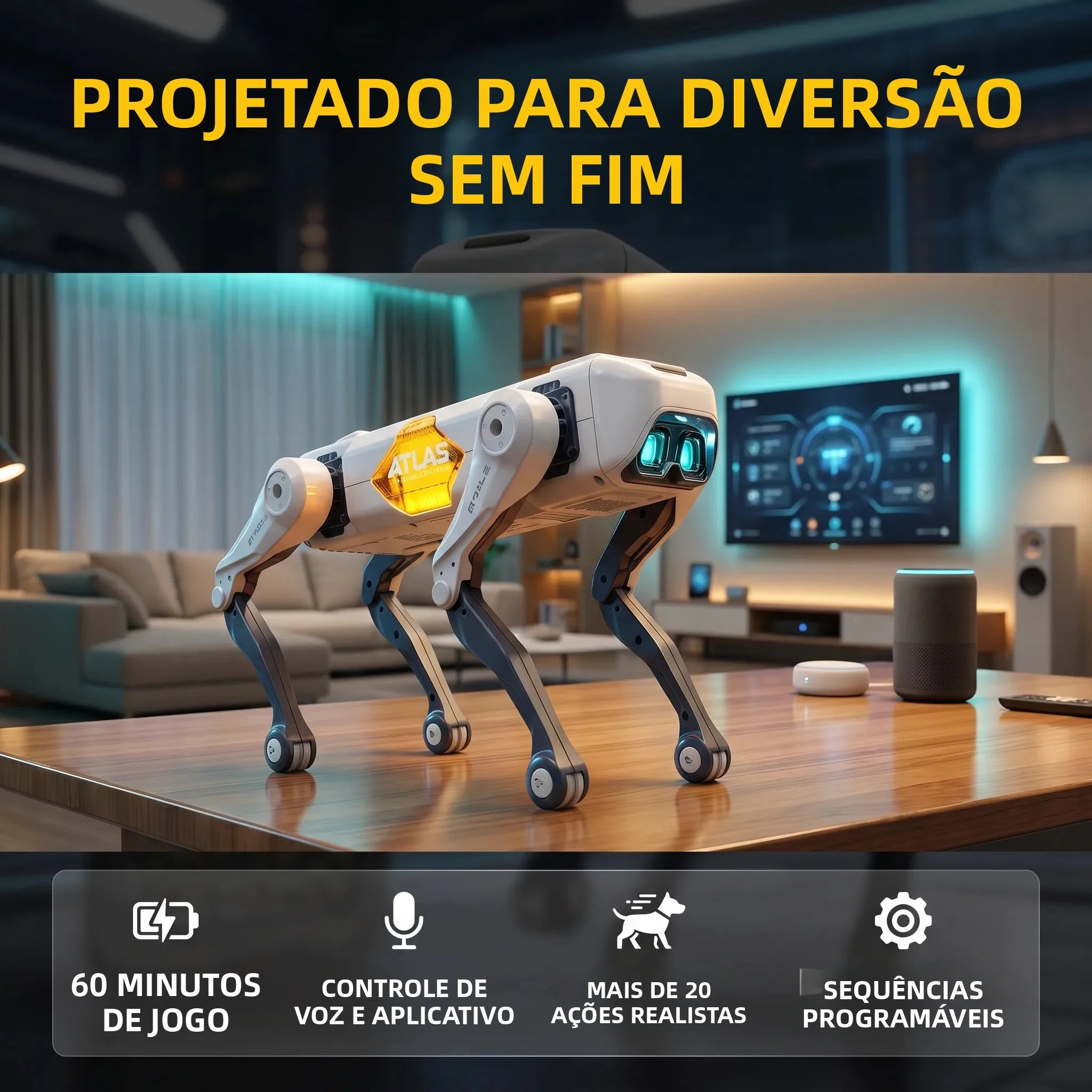 Cachorro Robô Inteligente com IA – Controle por Voz e Aplicativo, Companheiro para Crianças