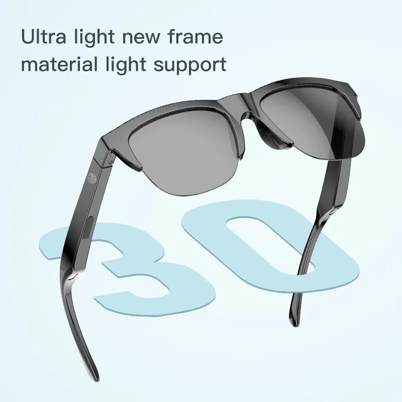 Óculos Inteligentes Bluetooth com Áudio Integrado, Chamadas Sem Fio, Lentes com Proteção UV400 e Controle por Toque