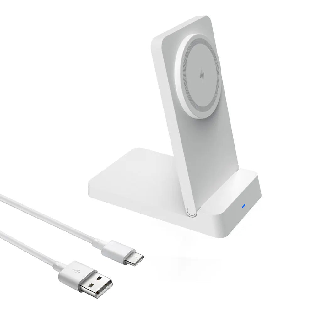 Carregador Sem Fio Magnético Dobrável 15W – Suporte de Mesa Compatível com MagSafe iPhone e Samsung