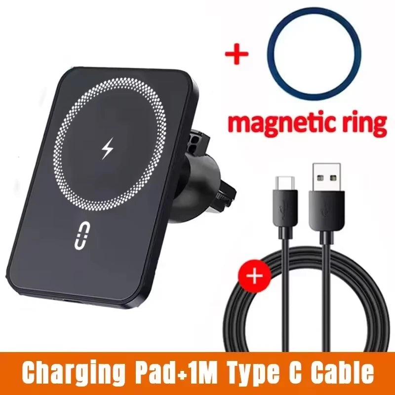 Carregador Veicular Magnético Sem Fio 15W VIKEFON – Suporte de Celular para Saída de Ar, Compatível com MagSafe