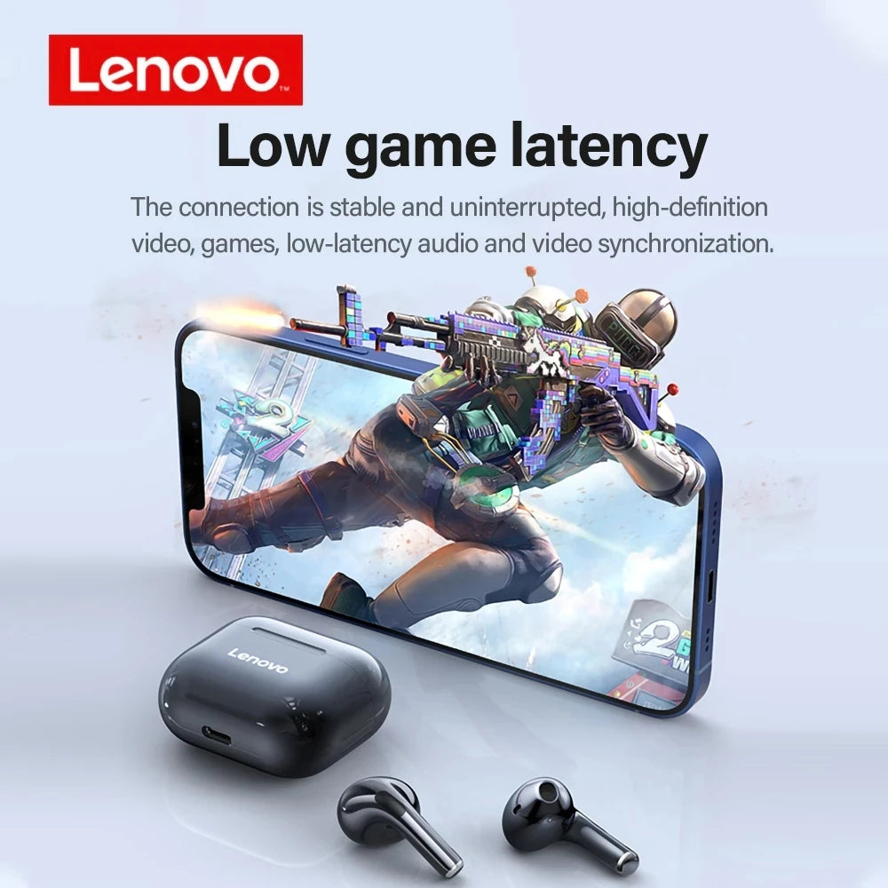 Fone Bluetooth Lenovo LP40 — Sem Fio, Controle Touch e Estojo de Carga