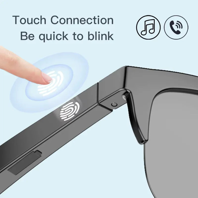 Óculos Inteligentes Bluetooth com Áudio Integrado, Chamadas Sem Fio, Lentes com Proteção UV400 e Controle por Toque