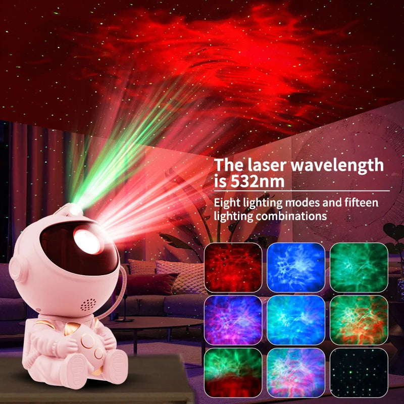 Projetor Astronauta Galáxia LED — Céu Estrelado com Controle Remoto
