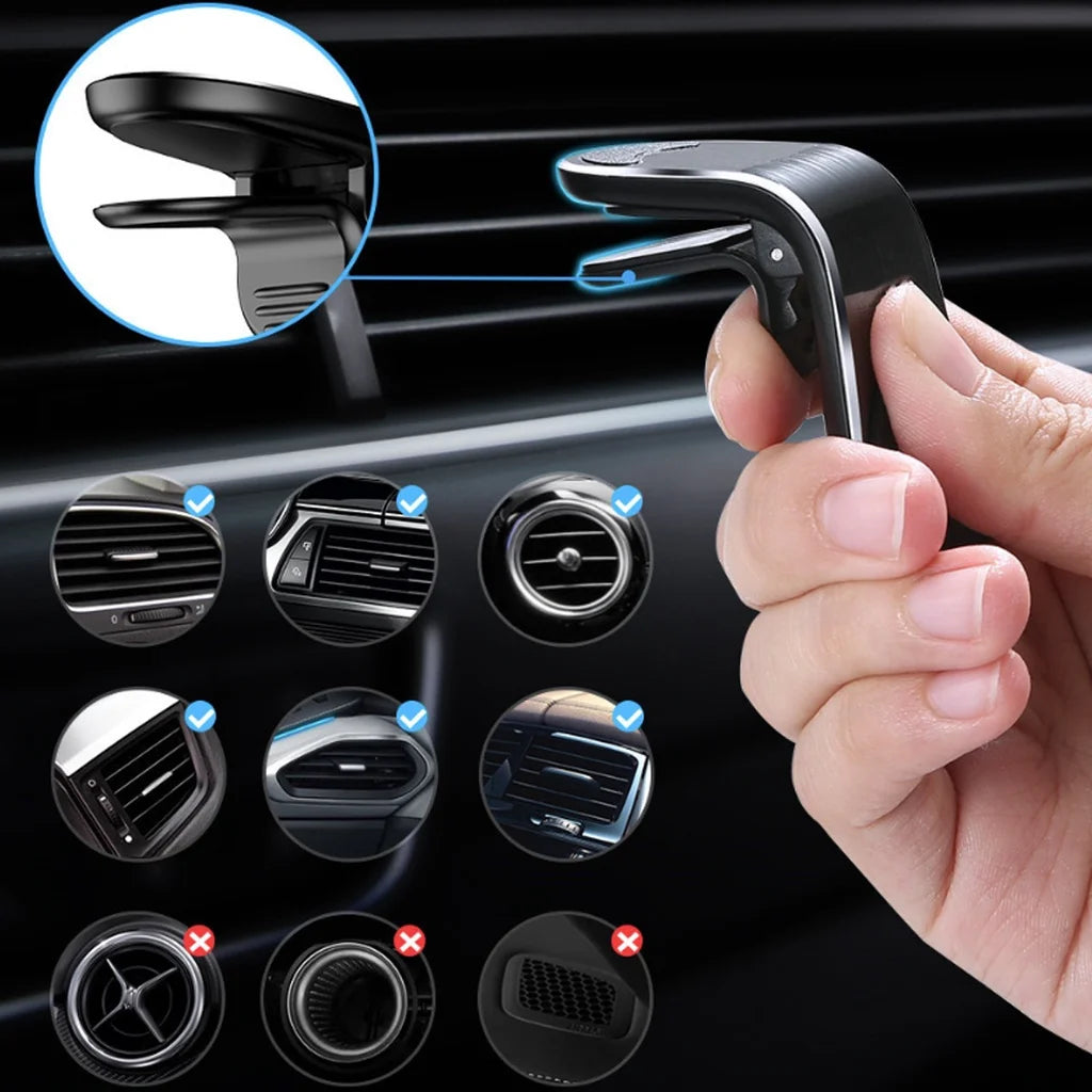 Suporte Veicular Magnético para Celular 360° - Fixação na Saída de Ar