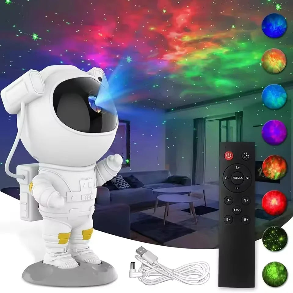 Luminária Astronauta com Projeção de Galáxia LED, Luz Noturna para Decoração de Quarto