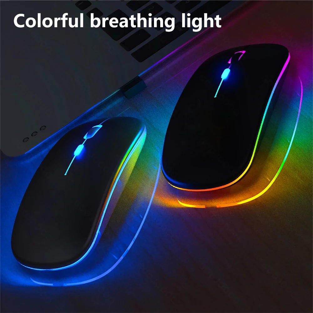 Mouse Sem Fio, Recarregável com Luz LED – Silencioso e Ergonômico