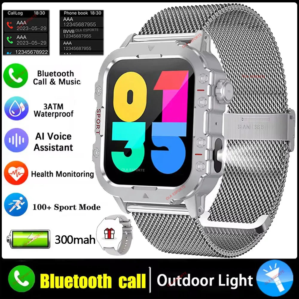 Smartwatch Robusto com Lanterna LED e Tela HD
