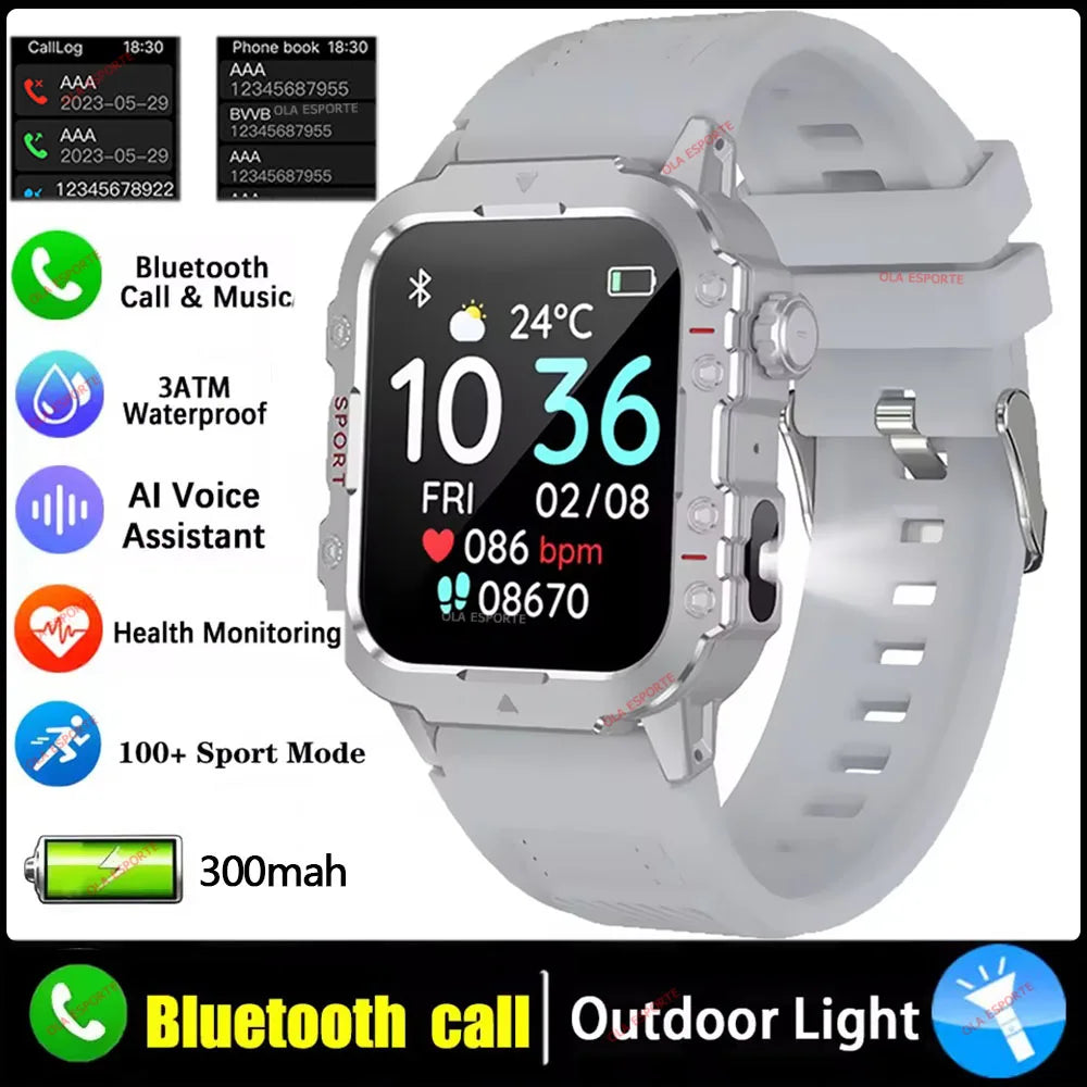 Smartwatch Robusto com Lanterna LED e Tela HD
