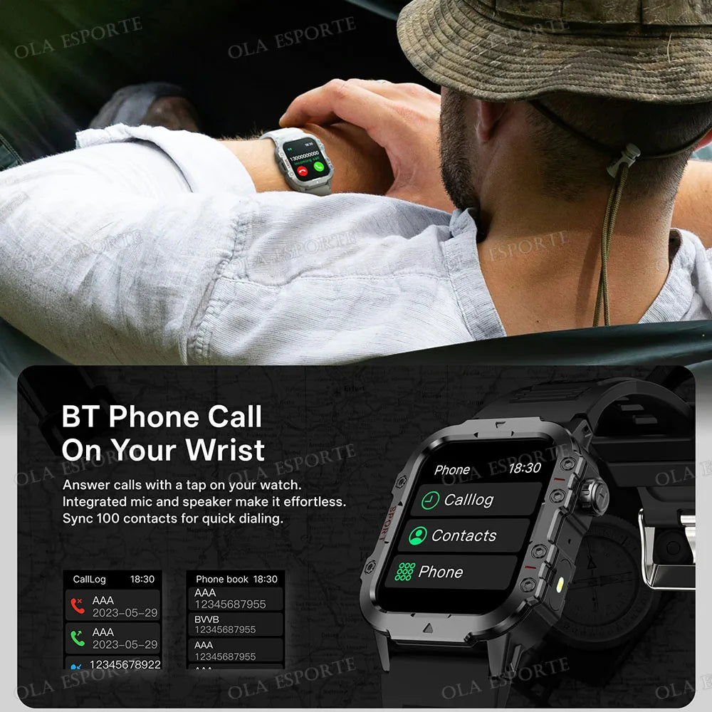 Smartwatch Robusto com Lanterna LED e Tela HD