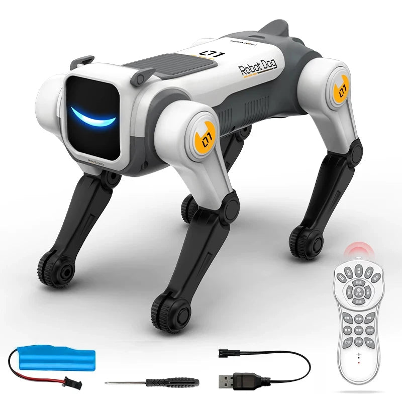 Cachorro Robô RC Inteligente com IA – Comando de Voz, Programável, Dança e Canta, Brinquedo Eletrônico Biônico