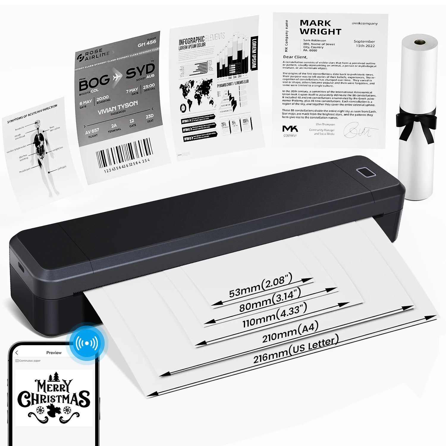Impressora Térmica Portátil A4 X8 – Sem Tinta, Compacta