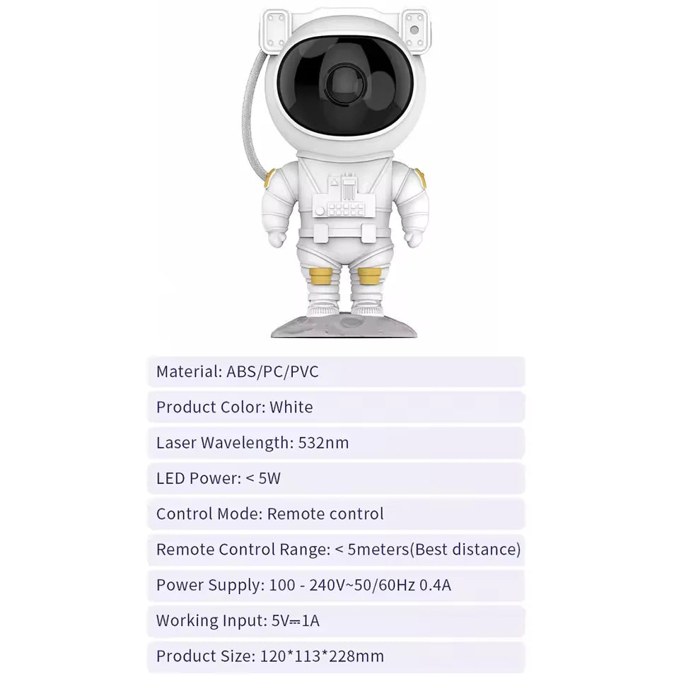 Luminária Astronauta com Projeção de Galáxia LED, Luz Noturna para Decoração de Quarto
