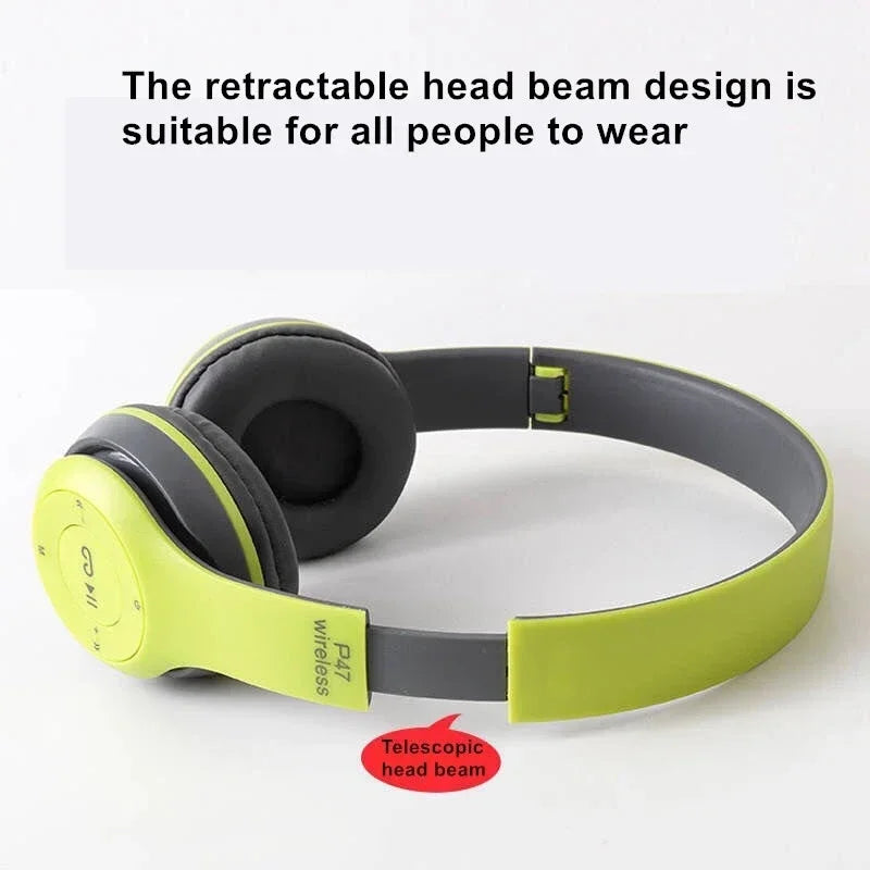 Headphone Bluetooth P47 Dobrável – Som Estéreo com Microfone