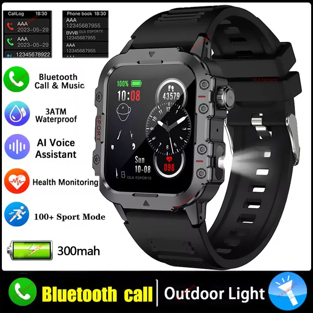 Smartwatch Robusto com Lanterna LED e Tela HD
