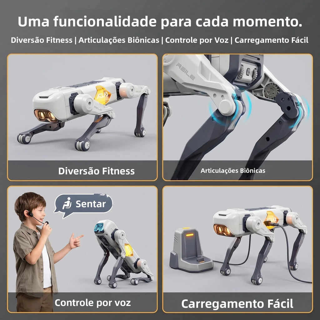 Cachorro Robô Inteligente com IA – Controle por Voz e Aplicativo, Companheiro para Crianças
