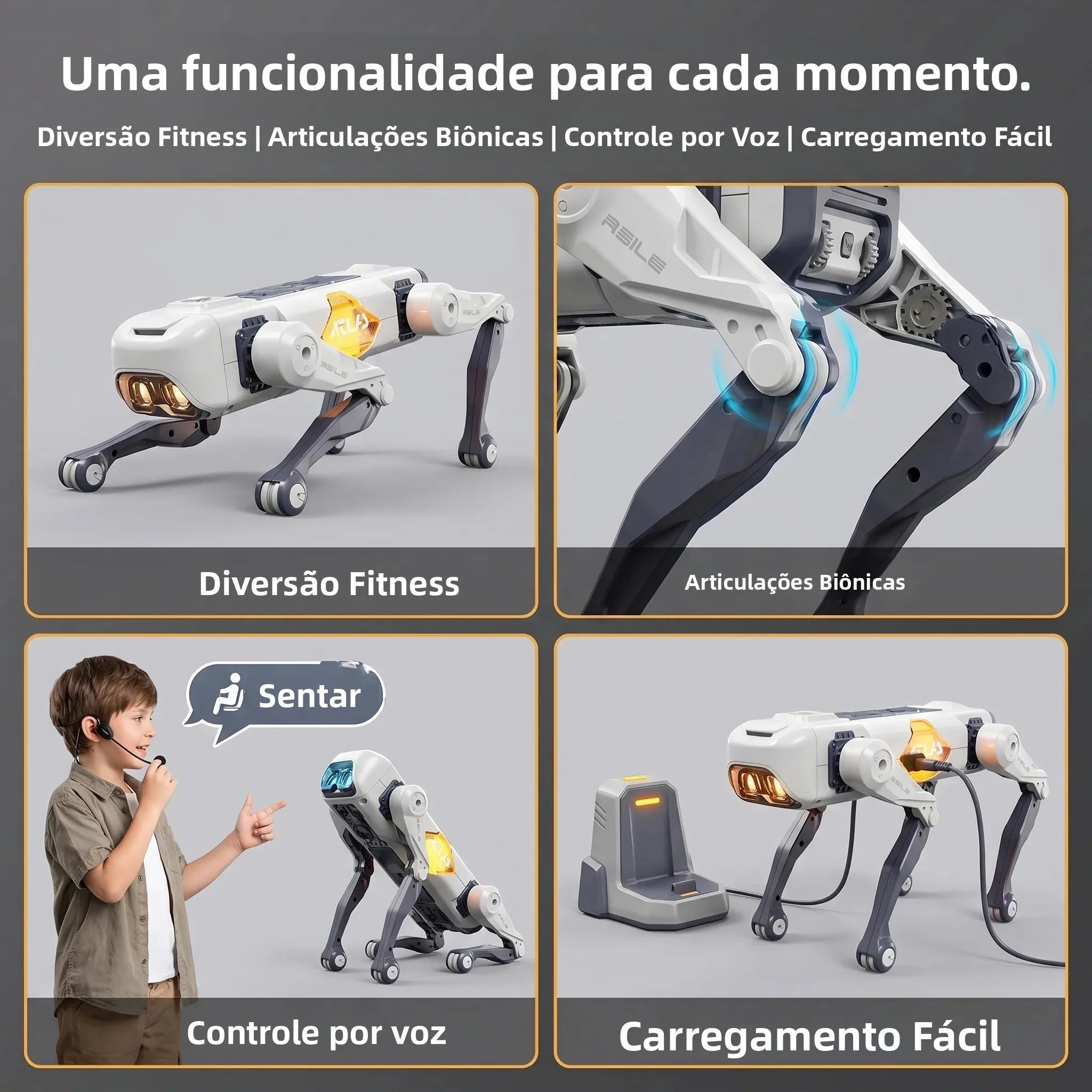 Cachorro Robô Inteligente com IA – Controle por Voz e Aplicativo, Companheiro para Crianças