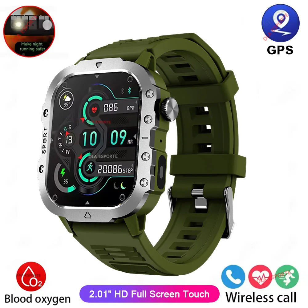 Smartwatch Robusto com Lanterna LED e Tela HD