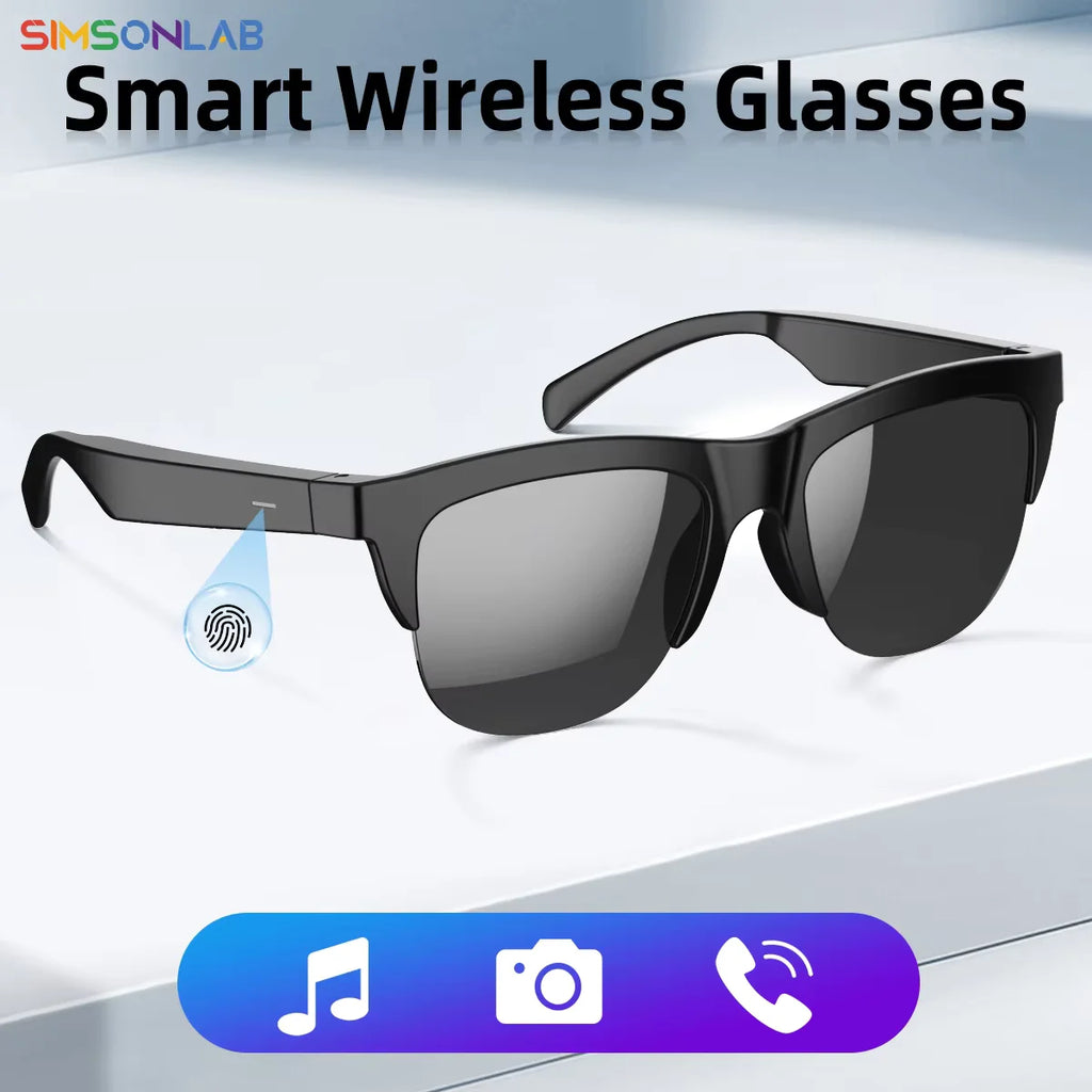 Óculos Inteligentes Bluetooth com Áudio Integrado, Chamadas Sem Fio, Lentes com Proteção UV400 e Controle por Toque