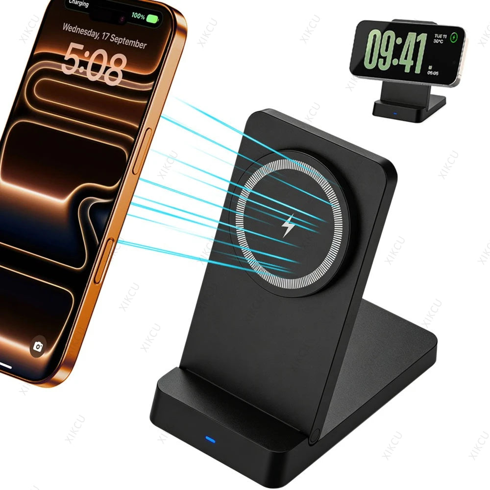 Carregador Sem Fio Magnético Dobrável 15W – Suporte de Mesa Compatível com MagSafe iPhone e Samsung