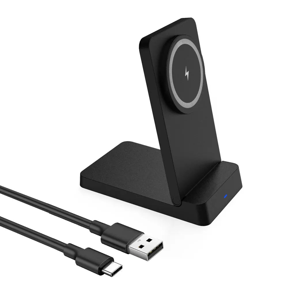 Carregador Sem Fio Magnético Dobrável 15W – Suporte de Mesa Compatível com MagSafe iPhone e Samsung