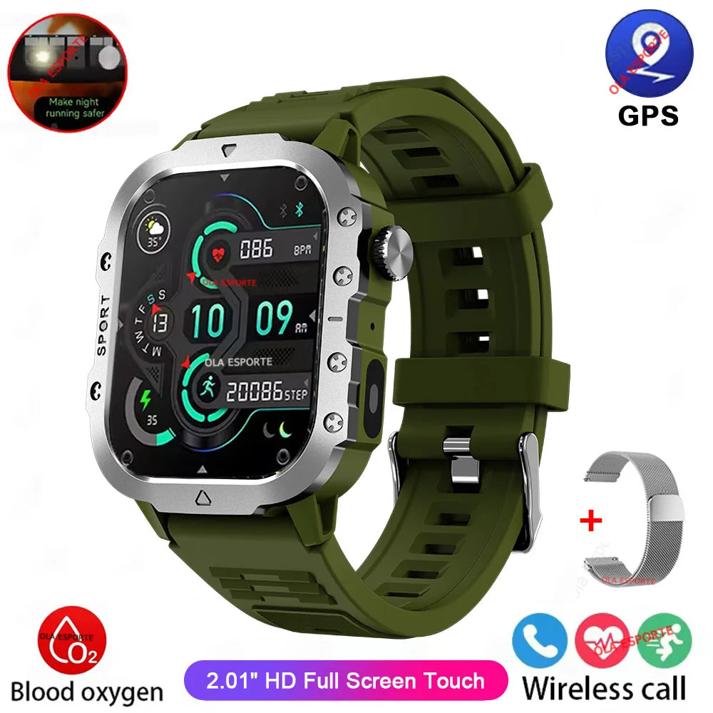 Smartwatch Robusto com Lanterna LED e Tela HD