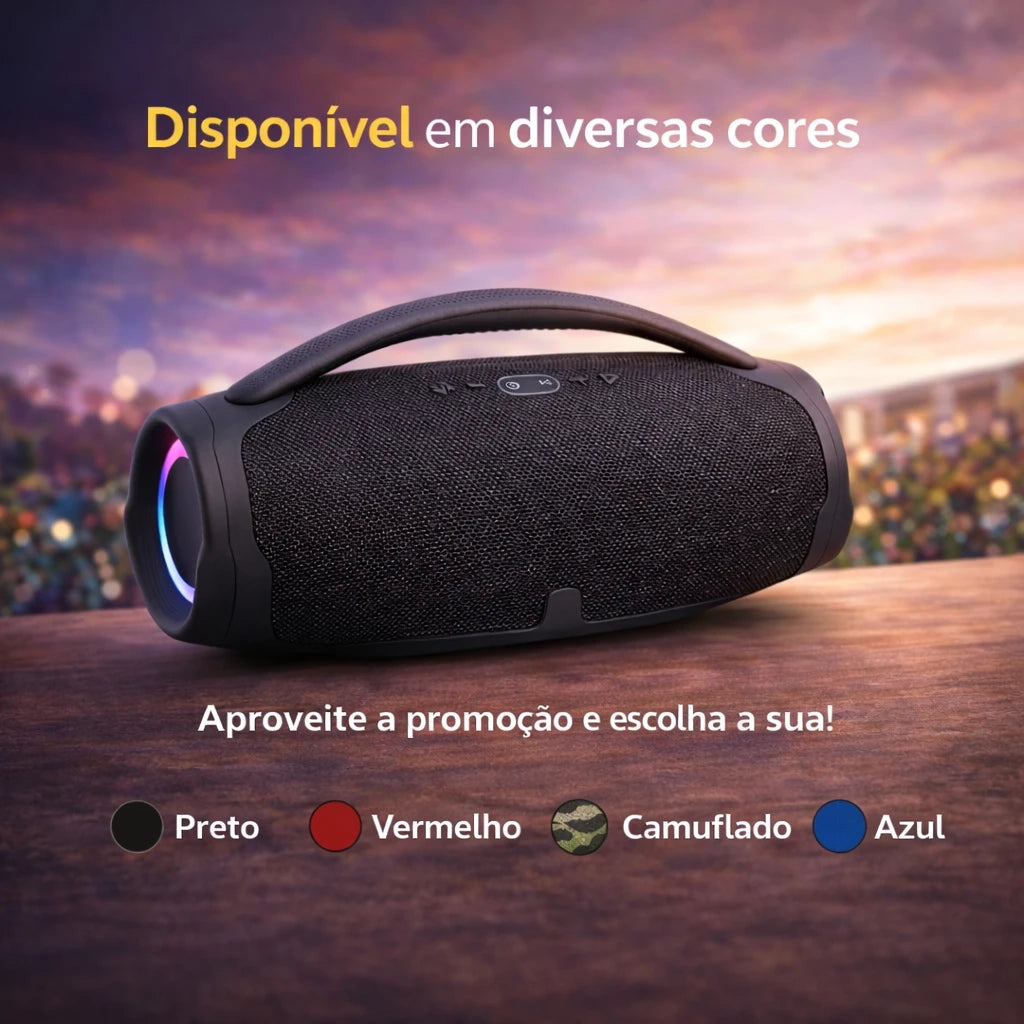 Caixa de Som Bluetooth 70W Boombox – Graves Potentes e Resistente à Água