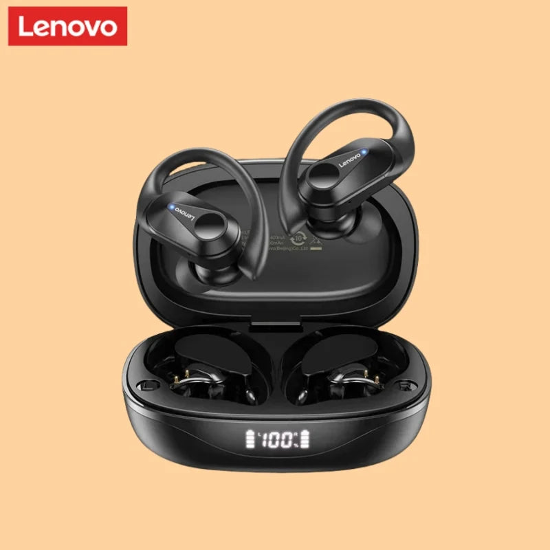 Fone de Ouvido Bluetooth 5.3 Lenovo LP75 – Esportivo, Display LED de Bateria e Graves Potentes