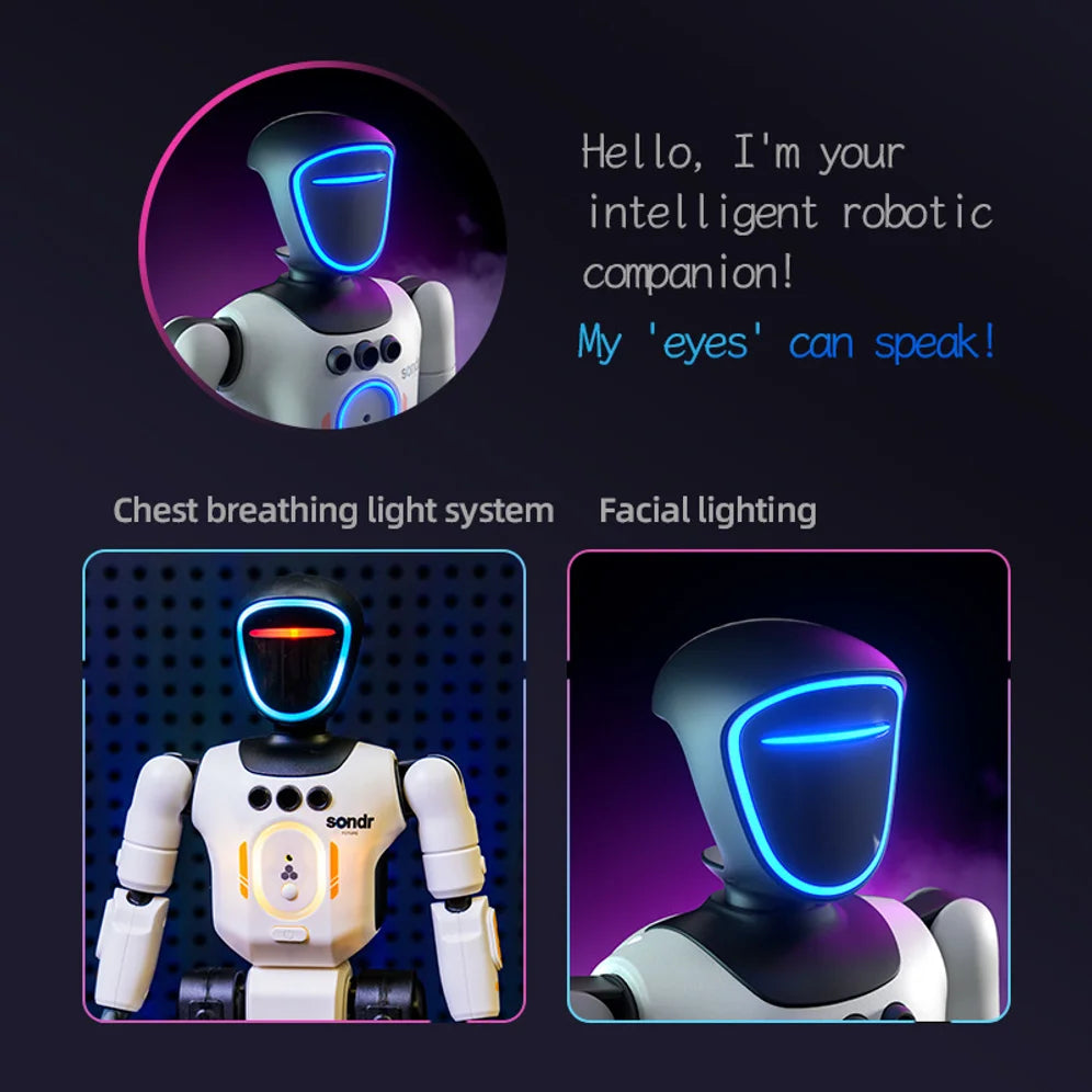 Robô Humanoide Inteligente Infantil com Controle Remoto e Comando de Voz – Sensor de Gestos, Programável, Dança, Música e Gravação – Brinquedo Interativo